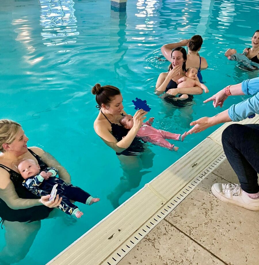mums during a babies swim class